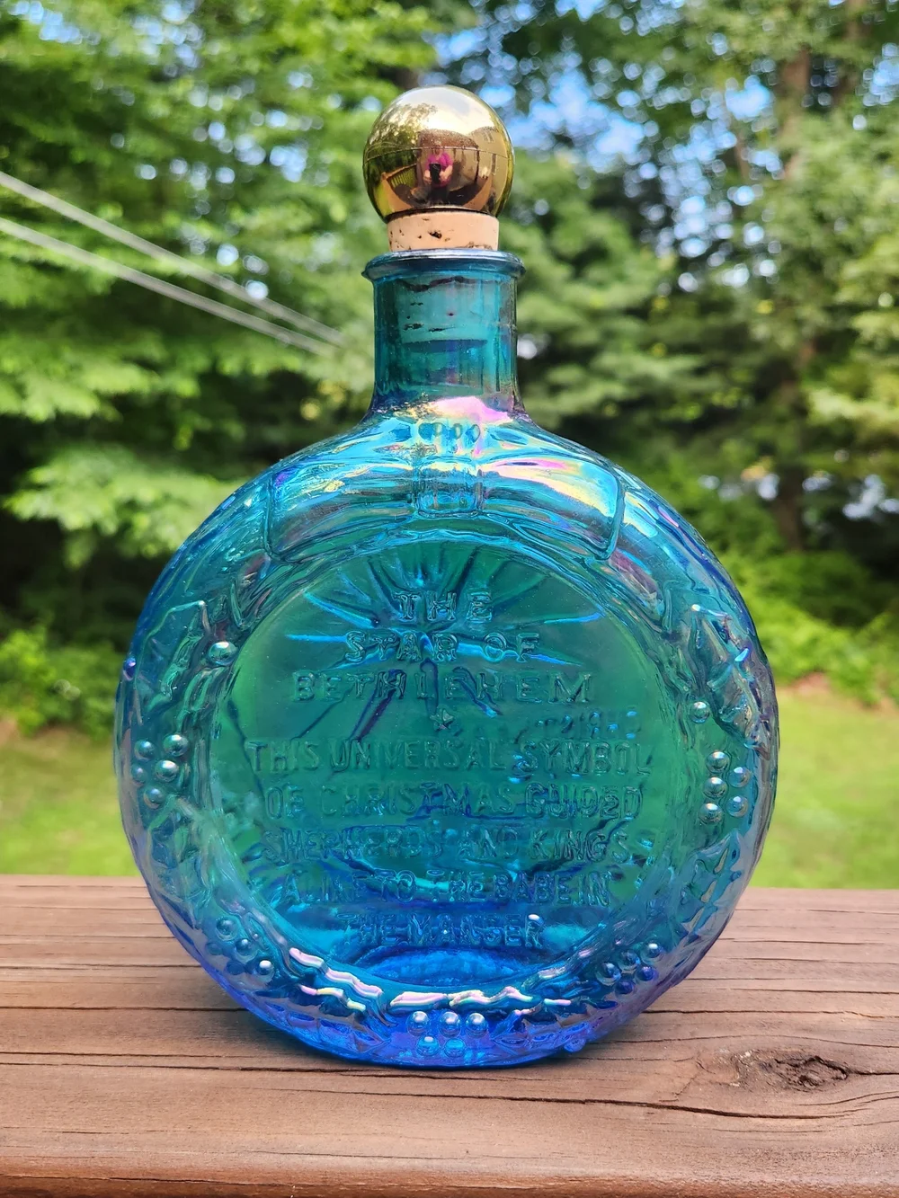Wheaton Iridescent Blue Glass Decanter 